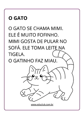 Textos curtos para leitura para Educação Infantil, 1º Ano de Português - Material educacional