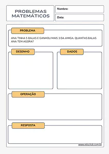 Problemas matemáticos de adição e subtração para 1º e 2º ano do EF