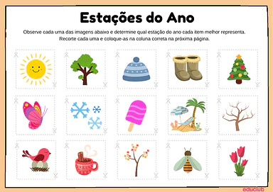 Atividades estações do ano Educação Infantil para Educação Infantil, 1º Ano de Ciências - Material educacional