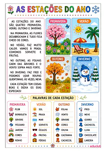 Texto de leitura sobre as estações do ano para 1º ano