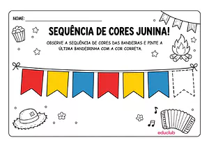 Atividade de sequência lógica de cores junina