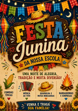 Cartaz de Festa Junina colorido para imprimir para Educação Infantil, 1º Ano, 2º Ano, 3º Ano de Datas Comemorativas, Artes...