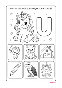 Atividades de alfabetização com unicórnio