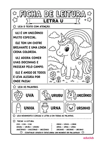Palavras com U para Educação Infantil