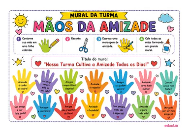 Mural da amizade para Educação Infantil para Educação Infantil de Datas Comemorativas, Educação Emocional, Educação Infa...