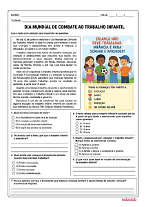 Atividades sobre o Dia Mundial de Combate ao Trabalho Infantil