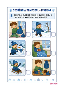 Atividade de sequência temporal do inverno para Educação Infantil de Português, Datas Comemorativas, Educação Infantil - ...