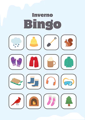 Bingo de inverno para imprimir e brincar para Educação Infantil, 1º Ano, 2º Ano de Datas Comemorativas, Jogos Educativos -...