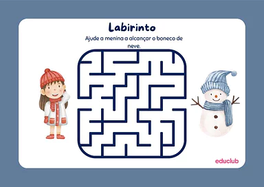 Labirinto de inverno para imprimir para Educação Infantil, 1º Ano, 2º Ano de Jogos Educativos, Datas Comemorativas - Mater...