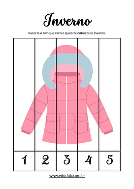 Quebra-cabeça do inverno para imprimir para Educação Infantil, 1º Ano de Datas Comemorativas, Jogos Educativos - Material...