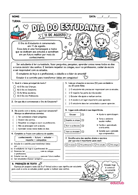Atividades do Dia do Estudante para 2º e 3º ano do Fundamental para 2º Ano, 3º Ano de Datas Comemorativas, Matemática, Por...