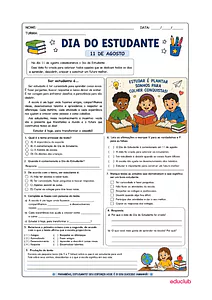 Atividades Dia do Estudante para 4º e 5º ano do Fundamental