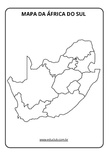 Mapa da África do Sul para colorir