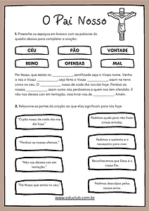 Atividade do Pai Nosso para Ensino Religioso
