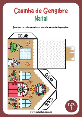 Casa de biscoito Natal para recortar e montar Casa de biscoito Natal para recortar e montar para 3º Ano, 2º Ano, 1º Ano de Datas Comemorativas, Natal, Como fazer, Artes...