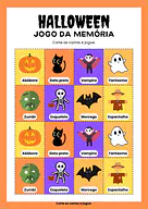 Jogo da memória Halloween para imprimir para 1º Ano, Pré-Escola de Datas Comemorativas, Língua Portuguesa, Vocabulário, Ha...