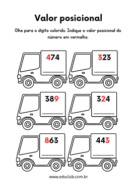 Atividade de valor posicional Atividade de valor posicional para 3º Ano, 2º Ano de Números, Matemática - Material educacional