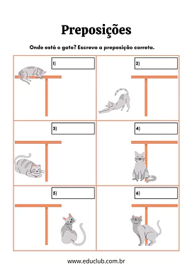 Preposições de lugar para 3º Ano, 2º Ano, 1º Ano de Língua Portuguesa, Gramática - Material educacional