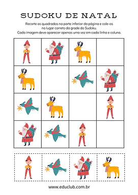 Sudoku de Natal Sudoku de Natal para 2º Ano, 1º Ano de Datas Comemorativas, Natal, Matemática - Material educacional