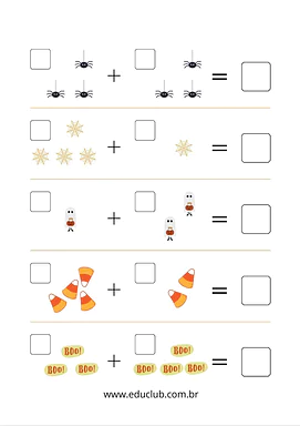 Atividade de adição Halloween Atividade de adição Halloween para 1º Ano de Datas Comemorativas, Operações básicas, Matemática, Halloween - Material educ...