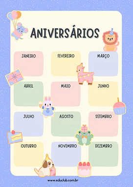 Painel de aniversariantes do mês para imprimir para Creche, 5º Ano, 4º Ano, 3º Ano, 2º Ano, 1º Ano, Pré-Escola de Recursos...
