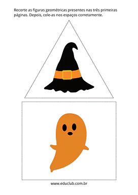 Recortar e colar figuras geométricas para Pré-Escola de Datas Comemorativas, Geometria, Figuras Geométricas, Halloween - M...