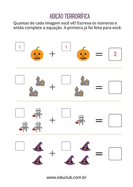 Atividades de matemática Halloween 1 ano Atividades de matemática Halloween 1 ano para 1º Ano de Datas Comemorativas, Matemática, Halloween - Material educacional