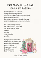 Poema de Natal Cora Coralina para 5º Ano, 4º Ano, 3º Ano, 2º Ano, 1º Ano de Biblioteca, Poema infantil - Material educacional