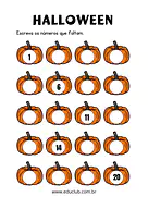 Contar do 1 ao 20 as abóboras do Halloween para 2º Ano, 1º Ano de Datas Comemorativas, Números, Matemática, Halloween - Ma...