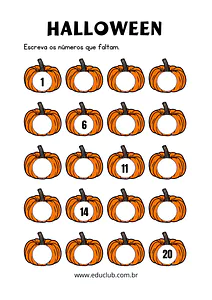 Contar do 1 ao 20 as abóboras do Halloween