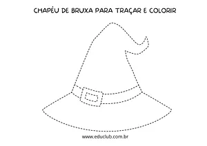 Chapéu de bruxa para traçar e colorir