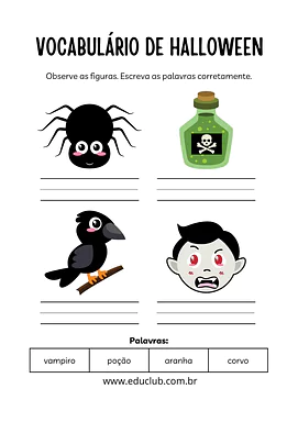 Atividade Halloween alfabetização Atividade Halloween alfabetização para 1º Ano de Datas Comemorativas, Língua Portuguesa, Halloween, Alfabetização - Materi...
