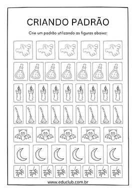 Atividade com padrão Atividade com padrão para 1º Ano de Datas Comemorativas, Habilidades Perceptivas, Atenção e Concentração, Matemática, Hall...