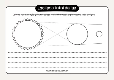 Atividade sobre eclipse lunar total Atividade sobre eclipse lunar total para 5º Ano, 4º Ano, 3º Ano, 2º Ano, 1º Ano de Ciências, Sistema Solar - Material educ...
