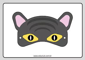 Máscara de gato preto para imprimir