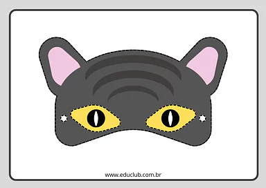 Máscara de gato preto para imprimir para Creche, Pré-Escola de Datas Comemorativas, Halloween, Máscaras, Artes - Material ...