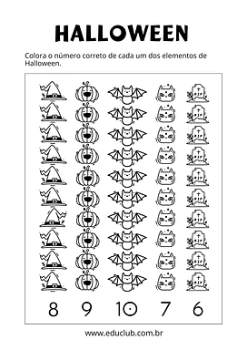 Conte e pinte do Halloween Conte e pinte do Halloween para 1º Ano de Datas Comemorativas, Números, Matemática, Halloween - Material educacional
