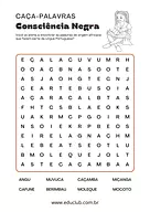 Caça palavras Consciência Negra Caça palavras Consciência Negra para 3º Ano, 2º Ano, 1º Ano de Datas Comemorativas, Língua Portuguesa, Recursos Educativos...