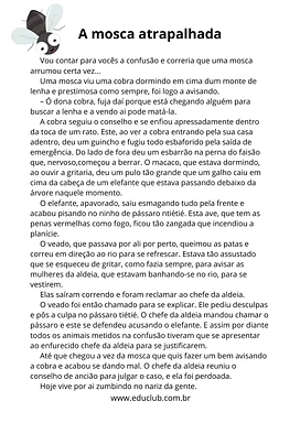 A mosca atrapalhada A mosca atrapalhada para 5º Ano, 4º Ano, 3º Ano de Datas Comemorativas, Contos Infantis, Biblioteca, Dia da Consciência Ne...