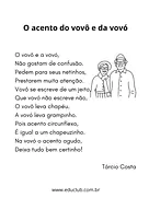 O acento do vovô e da vovó O acento do vovô e da vovó para 3º Ano, 2º Ano, 1º Ano de Biblioteca, Poema infantil - Material educacional