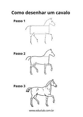 Como desenhar um cavalo fácil para 5º Ano, 4º Ano, 3º Ano, 2º Ano de Desenhos, Artes - Material educacional