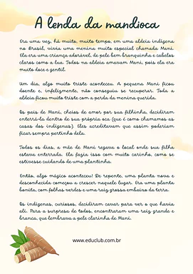 Lenda da mandioca Lenda da mandioca para 5º Ano, 4º Ano, 3º Ano, 2º Ano de Datas Comemorativas, Lendas, Biblioteca, Dia dos Povos Indígenas,...