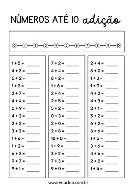 Atividade de adição na horizontal Atividade de adição na horizontal para 2º Ano, 1º Ano de Operações básicas, Matemática - Material educacional