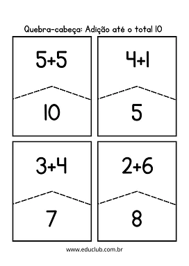 Quebra cabeça da adição para imprimir Quebra cabeça da adição para imprimir para 2º Ano, 1º Ano de Operações básicas, Matemática - Material educacional