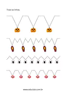 Atividade de coordenação motora do Halloween para Pré-Escola de Língua Portuguesa, Pré-escrita - Material educacional