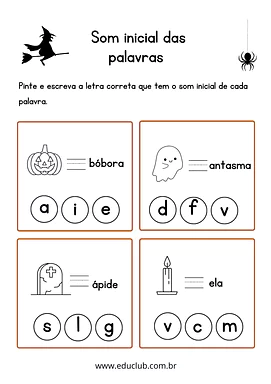 Atividade de alfabetização para o Dia das Bruxas Atividade de alfabetização para o Dia das Bruxas para 1º Ano de Datas Comemorativas, Língua Portuguesa, Halloween, Alfabet...
