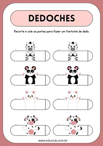 Dedoches de animais para imprimir