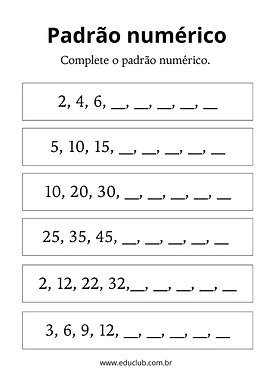 Atividade de padrão numérico Atividade de padrão numérico para 3º Ano, 2º Ano de Números, Matemática - Material educacional