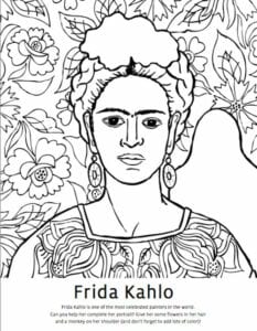 desenhos de frida kahlo para colorir, pintar e imprimir