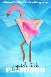 Flamingo feito com palito de picolé
